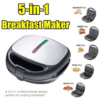 5 in 1 mini electric waffle maker cooking bubble egg cake oven breakfast machine bbq grill pot iron meat baking pan