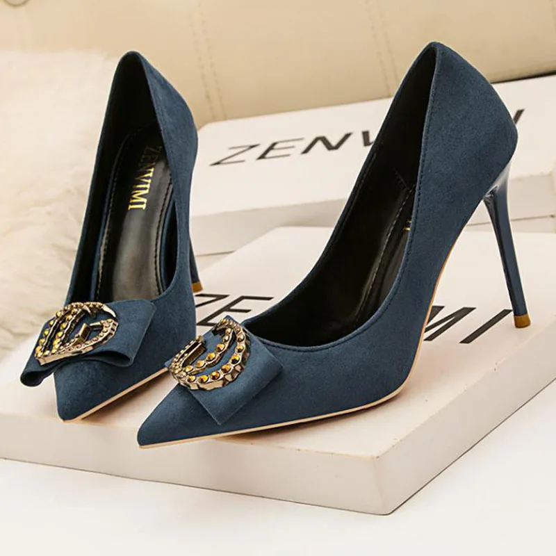 

Женские свадебные туфли на высоком каблуке, с металлической пряжкой, размеры 34-41, 10 см