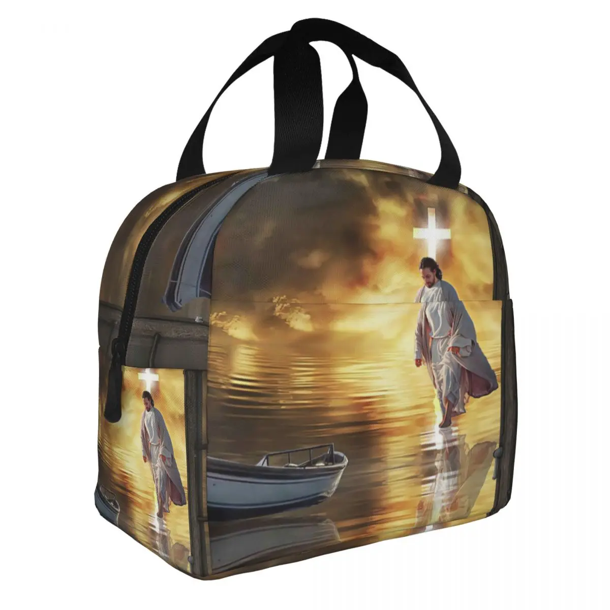 Jesus Is Canvas Poster Lunch Bento Bags Portable Aluminum Foil thickened Thermal Cloth Lunch Bag for Women Men Boy