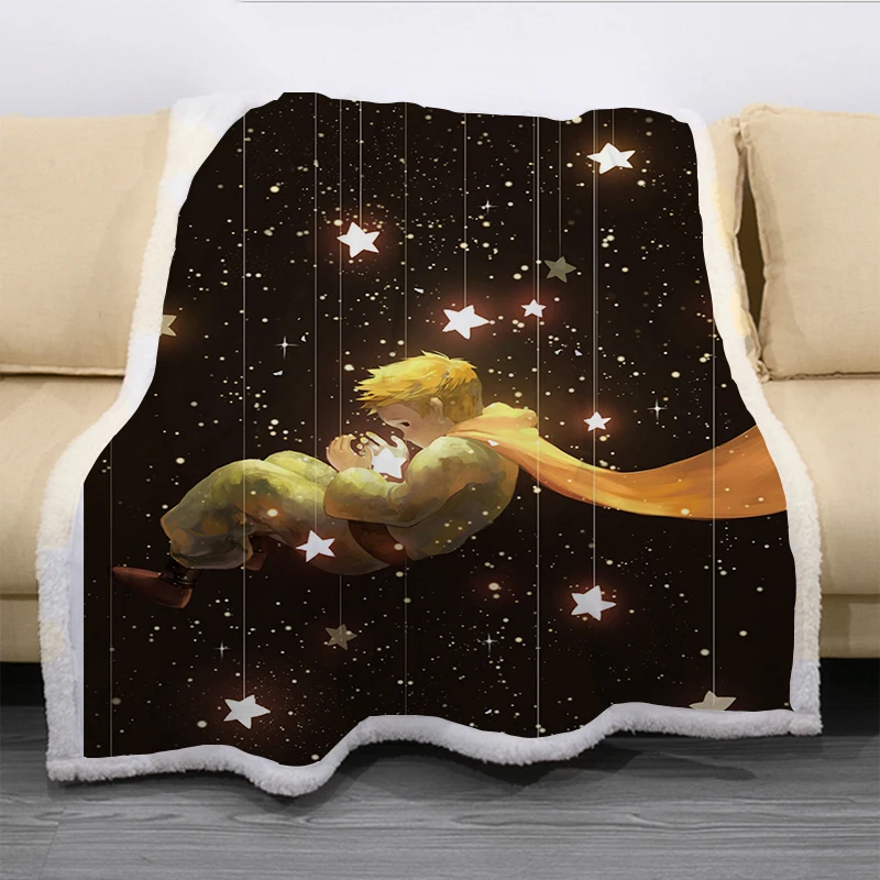 Throwing Blanket Little Prince 3D Full Flannel Plush Blanket Bed Cover Adult/Child Sherpa Blanket Sofa Travel Blanket