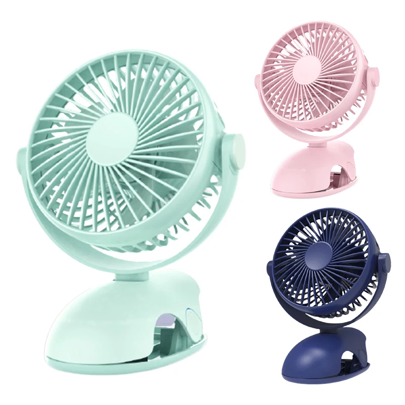 

Mini Mute Clip Fan Silent 4 Blades Baby Stroller Fans Portable Air Cooling 3 Speeds Desk Fan Rechargeable Output For Home