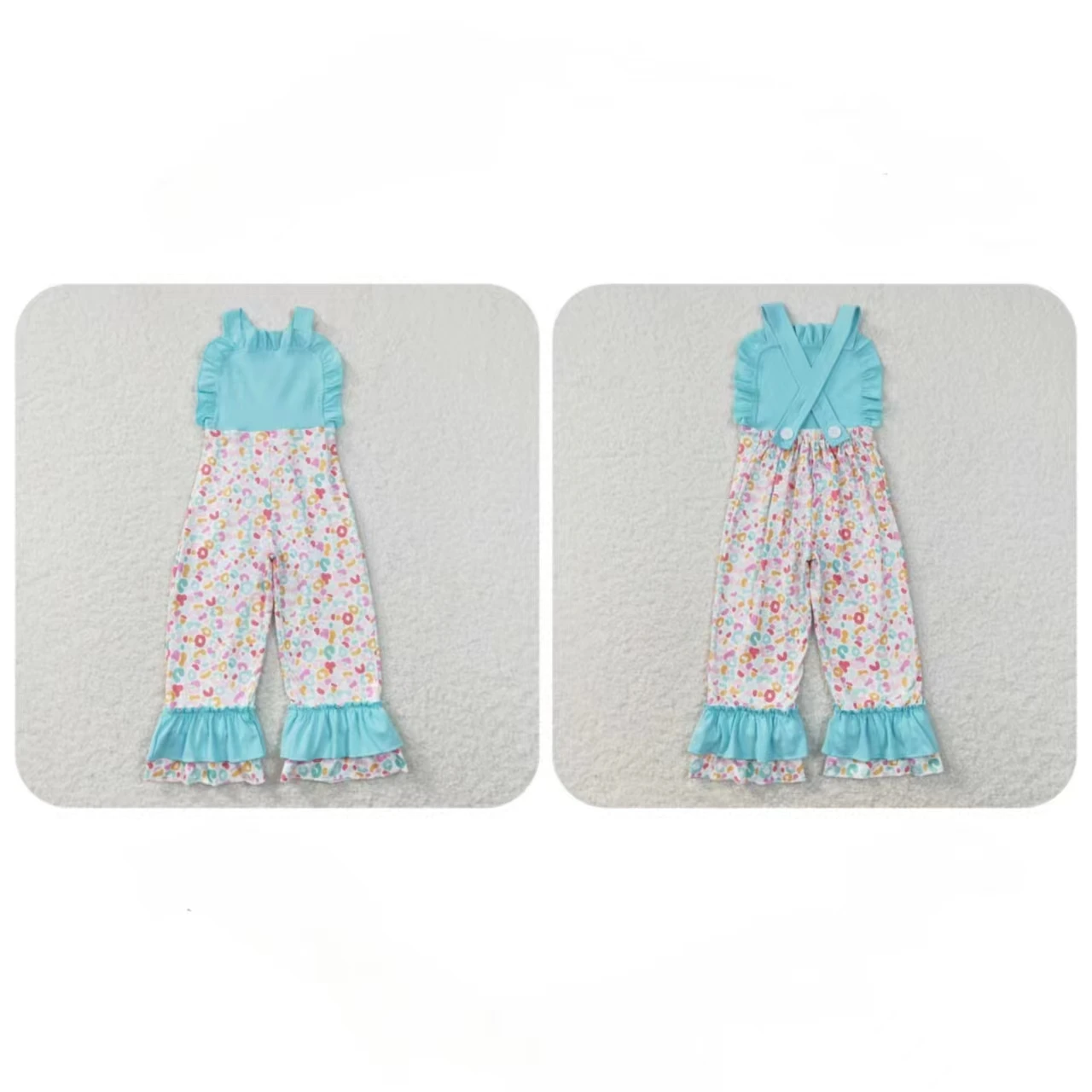 Оптовая продажа леопардовый комбинезон для маленьких девочек голубой Цельный