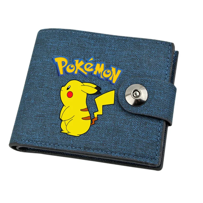 

Pokemon Wallet Pikachu Coin Purse Cartoon Animation Printing Gengar Canvas Student Youth Snap Button Short Pu Wallet Boys Gift