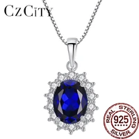 czcity necklace for women 925 silver chain crystal pendant womens simple and elegant female necklaces luxury wedding jewelry