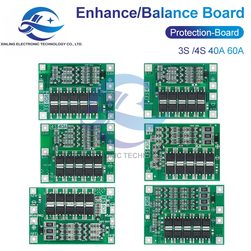 

3S 4S 40A Li-ion Lithium Battery 18650 Charger PCB BMS Protection Board with Balance For Drill Motor 14.8V 16.8V Lipo Module