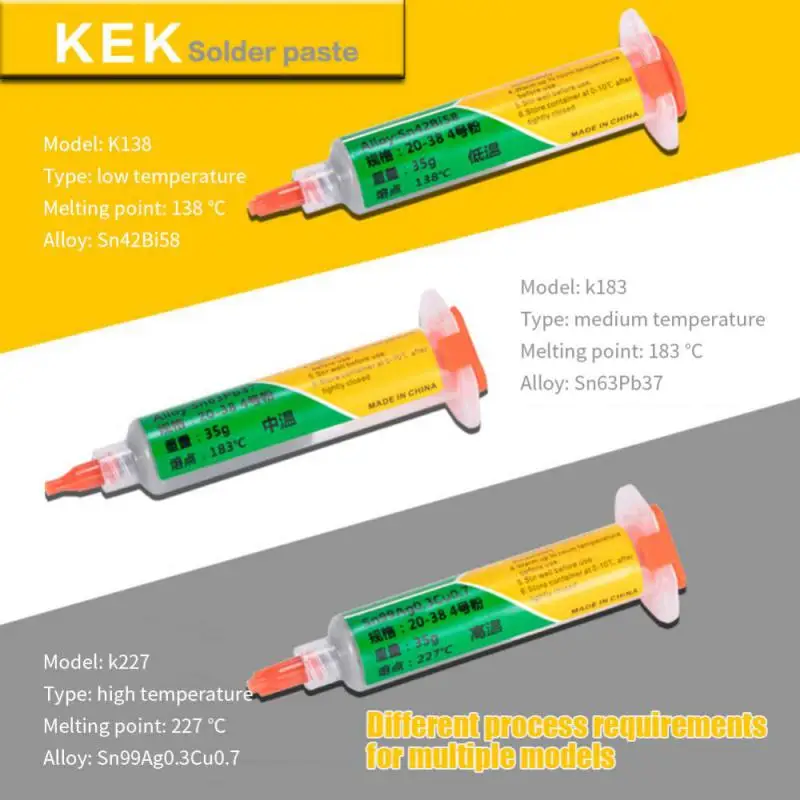 

Lead-free Low Temperature Solder Paste Extruder Welding Oil Green Oil 138℃ Patch Mechanic Welder SMD Fluxo De Solda CPU Tin 20g