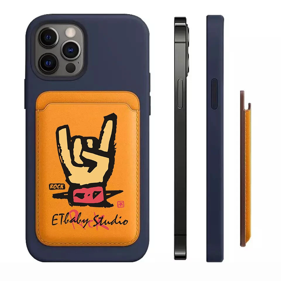 

Fashion rock For Magsafe Wallet Case Leather Magnetic Pouch ID Card Holder For iPhone 13 14 PINK Macsafe Case Card Pocket Slots