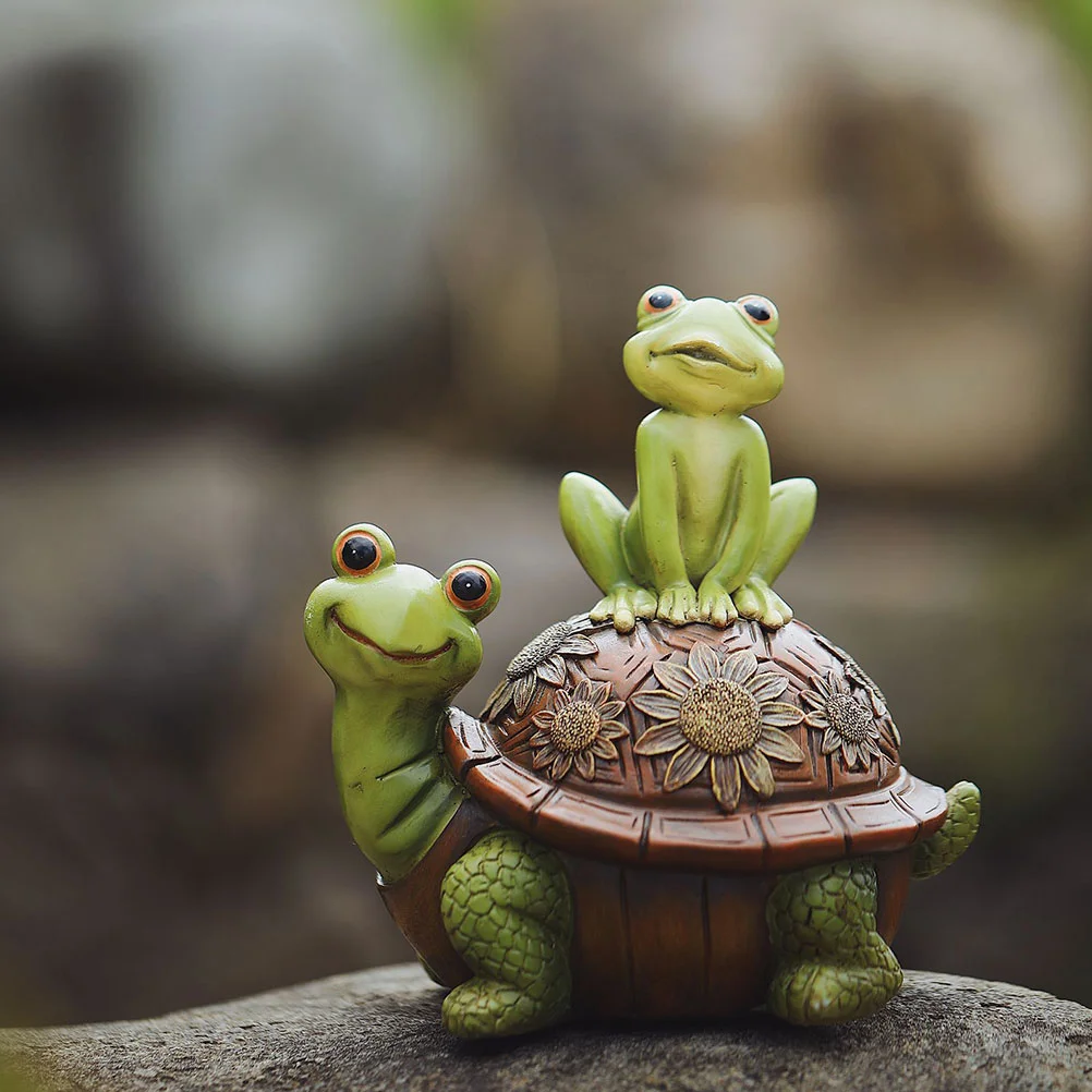 

Frog Turtle Ornament Resin Frogs Creative Adornment Adorable Outdoor Yard Figurines Sculpture