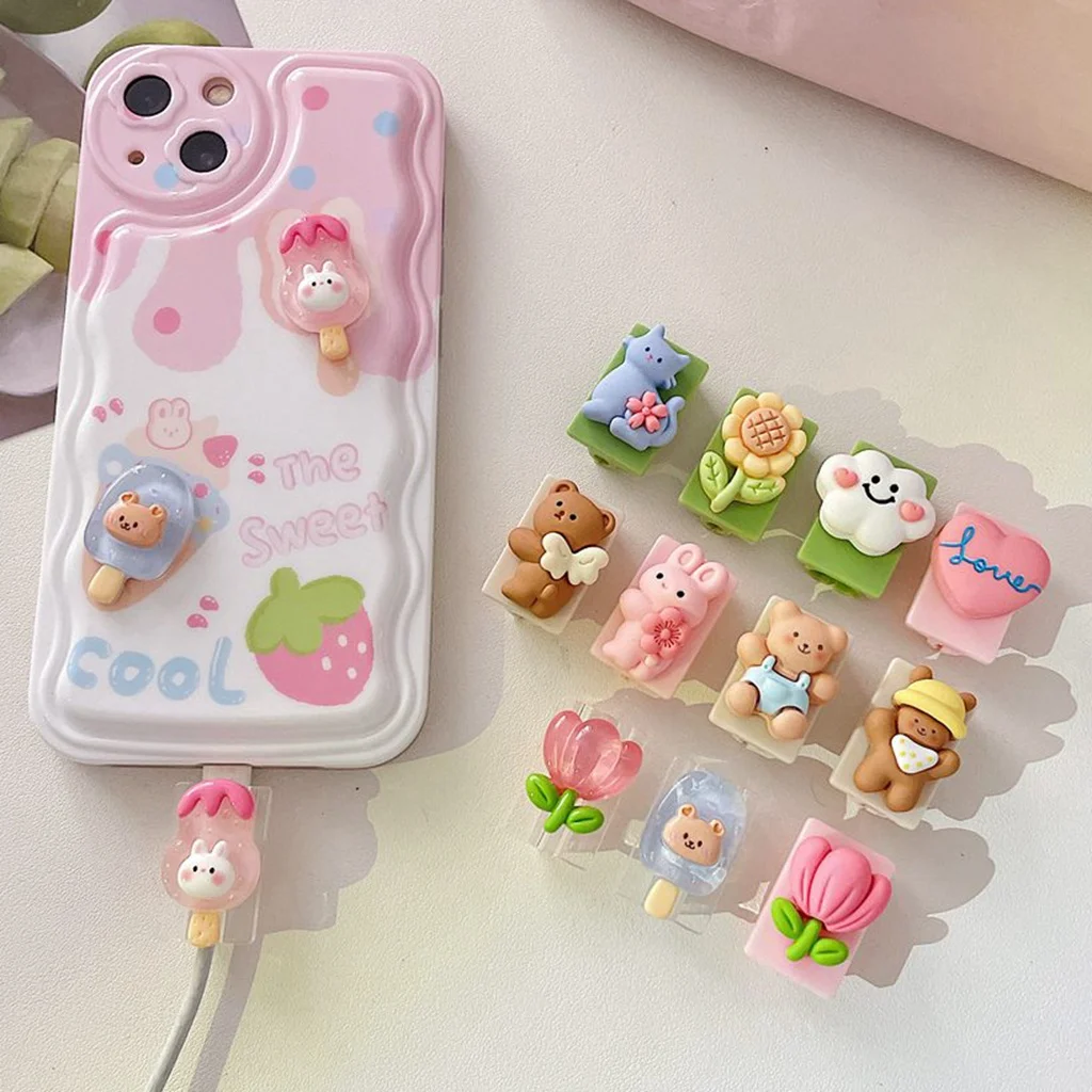 

Защита от укусов кабеля зарядного устройства для iPhone шнур передачи данных милый мультяшный фруктовый Декор мягкий чехол из ТПУ для женщин