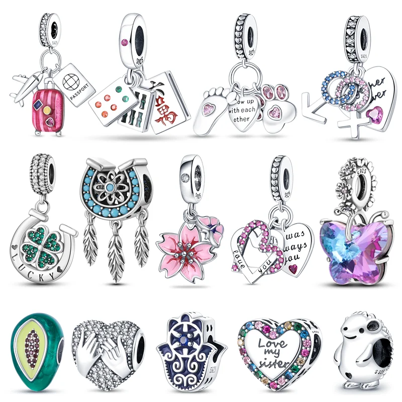 

925 Silver Full Zirconia Colorful Butterfly Charm Beads For Original Pandora Bracelet Making Diy Fashion Gift for Women