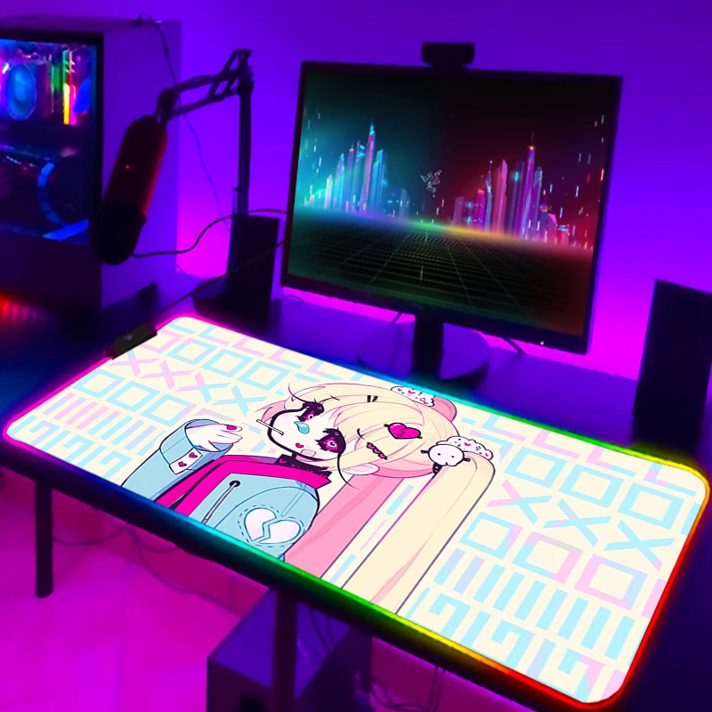 Коврик для мыши Geoxor Moneko Rgb с подсветкой, компьютерные аксессуары, офисный коврик, клавиатура с подсветкой, ПК, игровой полный коврик для мыши ...