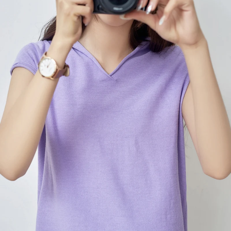 Хлопковая свободная футболка с коротким рукавом женская новая оборками