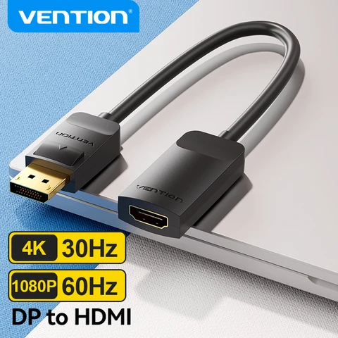 Адаптер Vention DisplayPort to HDMI 4K Male DP to HDMI Female Video Audio конвертер для портативных ПК проектор DisplayPort to HDMI