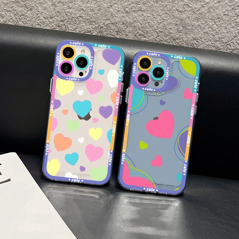 

Love Heart Phone Case for iPhone 11 12 13 Mini Pro Max 14 Pro Max Case shell