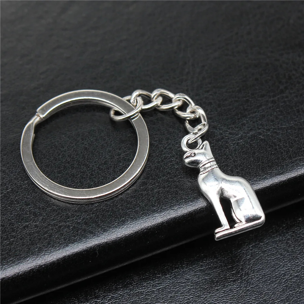 Сувениры подарок мужской брелок 2 цвета 25x12 мм с подвеской в виде египетского кота