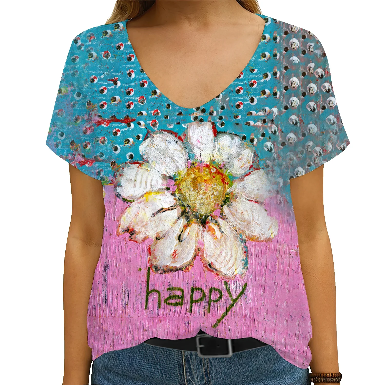 

Women T Shirt Fashion Floral Theme T-shirts Floral Plants Print Tees Basic Female Tops Casual Loose Pullover Summer New Clothing