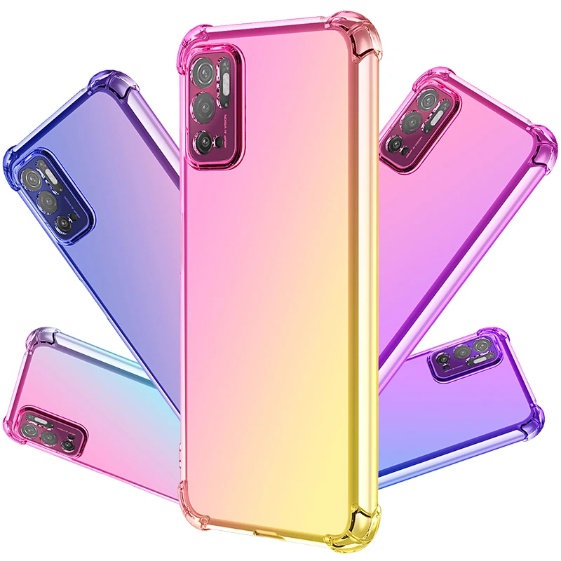 

For Xiaomi Redmi Note 10 Pro 5G/10 Pro Max 10T Poco X3 GT Poco M3 Pro Phone Case,Hybrid Cute Gradient TPU Bumper Flexible Cover