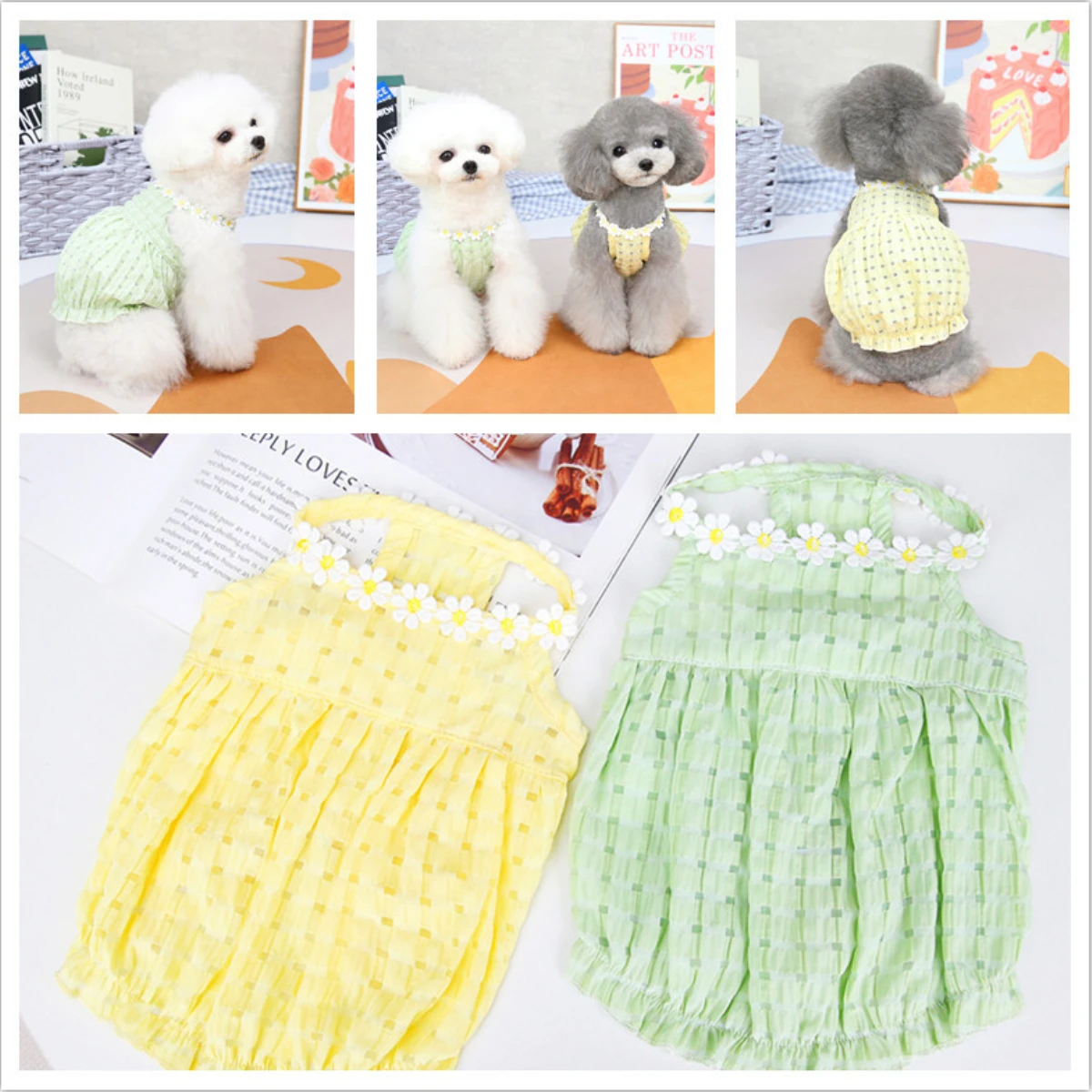 

Pet Clothes Summer Fresh Plaid Dogs Skirt Thin Breathable Puppy Kitten Dress Yorkie Dog T-shirt Vests Pet Costume Accessories