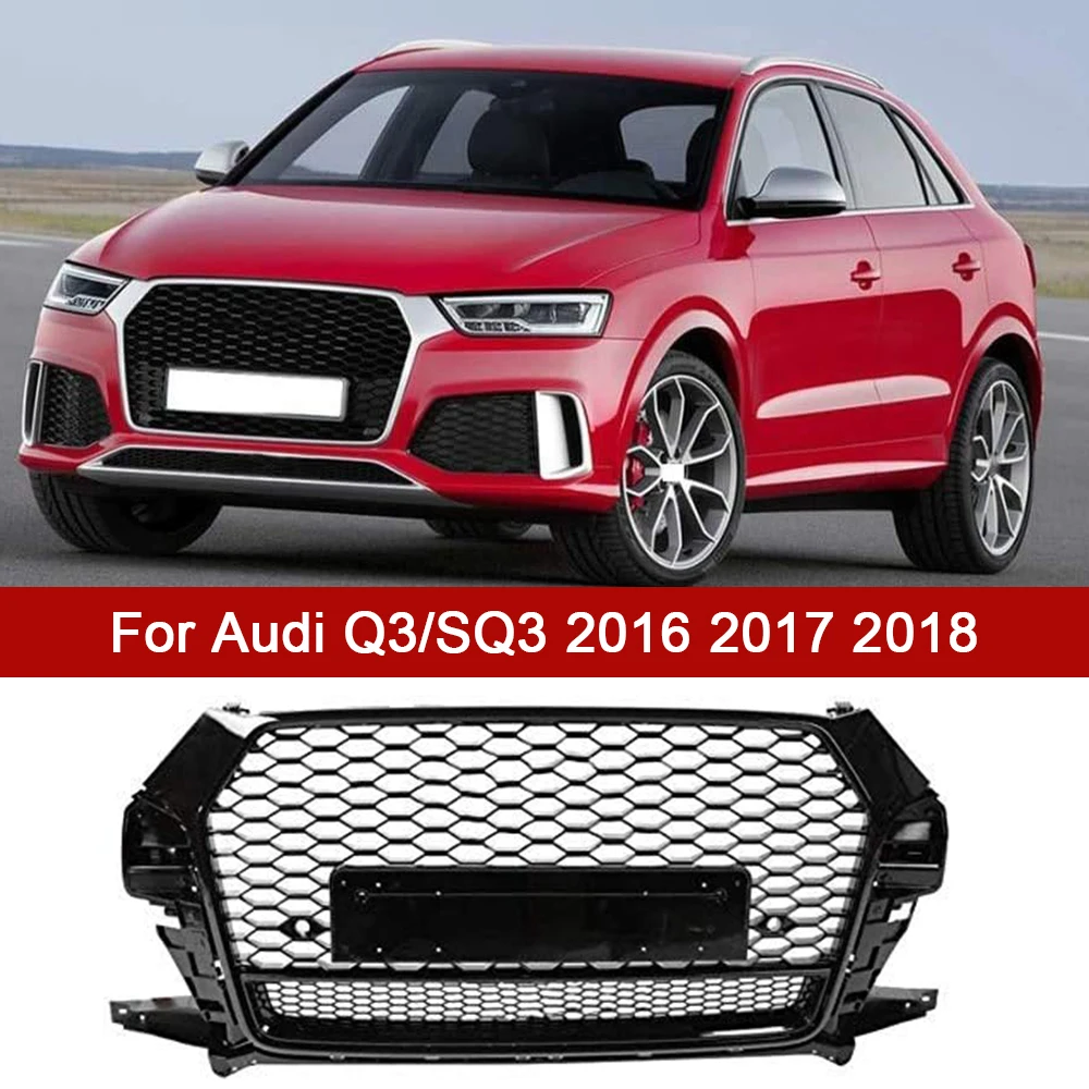 

Front Bumper Grill Center Grille Honeycomb Engine for Audi Q3/SQ3 2016 2017 2018 car accessories (Refit for RSQ3 Style)