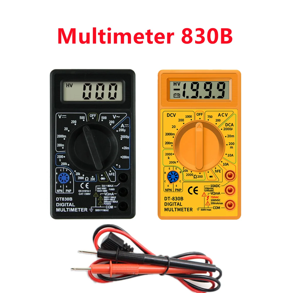 

LCD Digital Multimeter DT-830B Mini Handheld Multimeter for Voltmeter Ammeter AC/DC 750/1000V Ohm Tester Meter With Probe