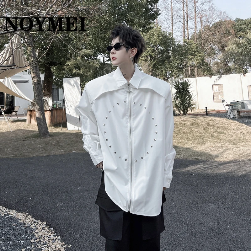 

Мужская свободная рубашка с длинным рукавом, на молнии