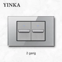 yinka type 118 toggle silver tempered glass wall light switch push button switch european universal socket 118mm72mm telephone