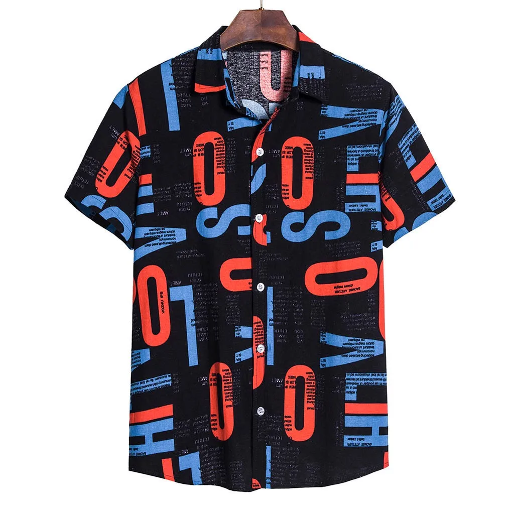 

Повседневная хлопковая Гавайская льняная короткая блузка с рукавами, мужская рубашка с принтом, мужские классические рубашки, итальянская ...