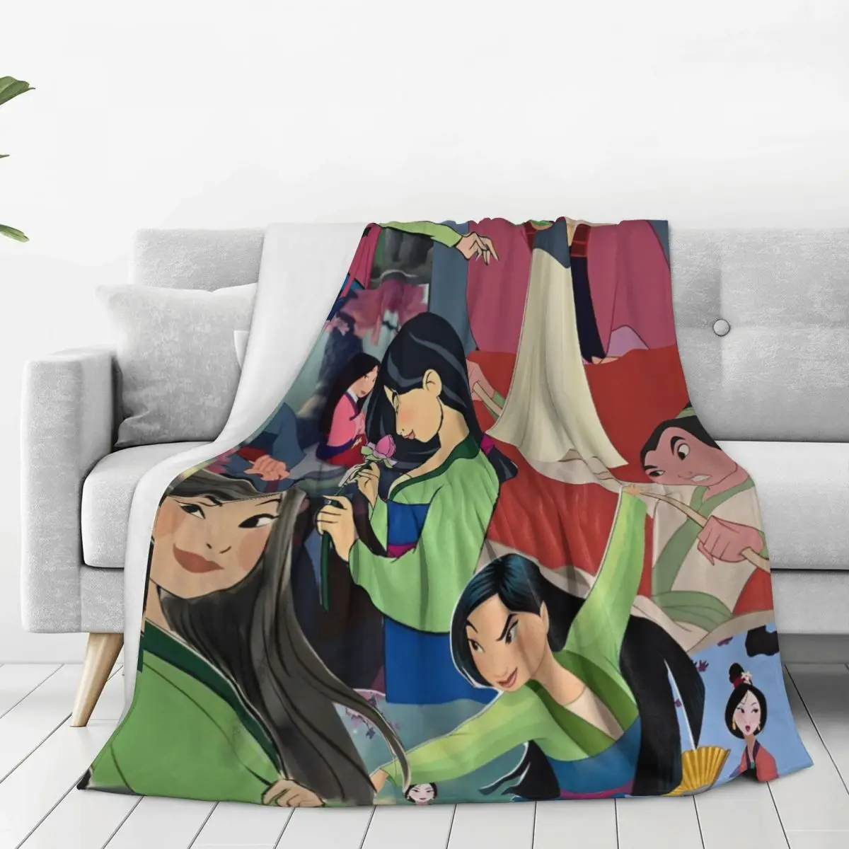 Вязаное одеяло принцессы Mulans Beaty с героями мультфильмов милое фланелевое Mushu