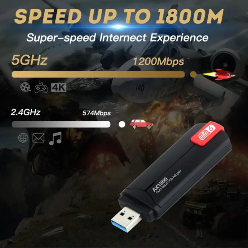1800 Мбит/с Wi-Fi 6 USB адаптер 802.11AX 2 4G/5 ГГц 3.0 Беспроводной донгл сетевая карта