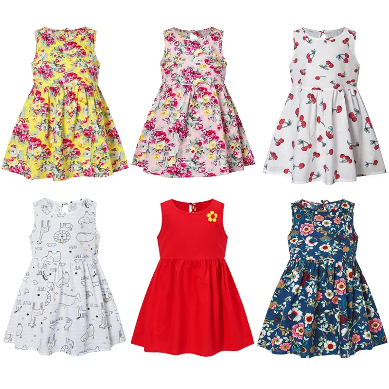 

Spring/summer 2022 New Girls' Dress Sleeveless Children's Printed Princess Dress Korean Floral Children's Dress
