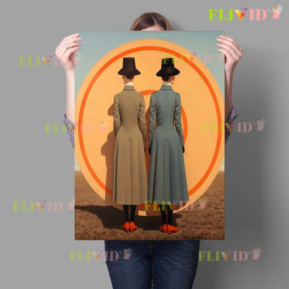 Иллюстрация Близнецы Девушка Женщина Портрет Принты Плакат Настенное Искусство