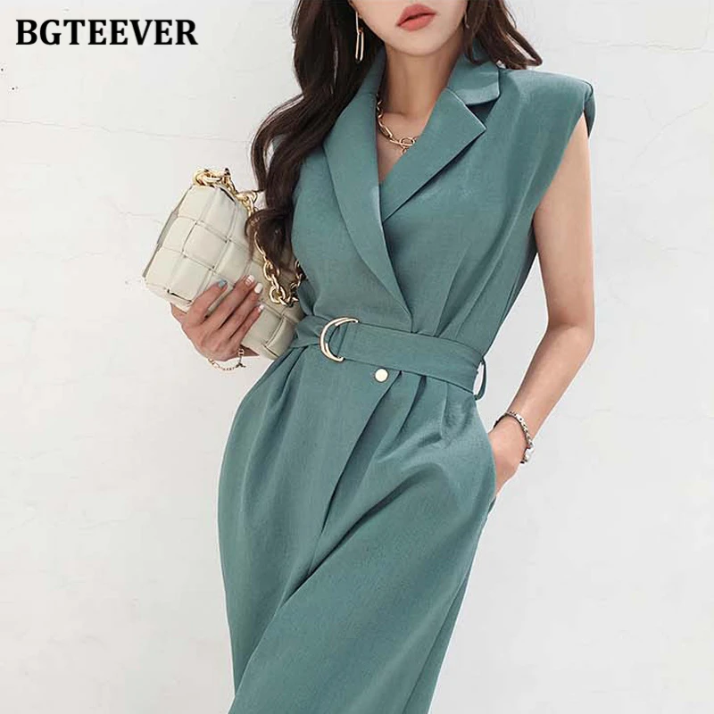 

Винтажный свободный женский комбинезон BGTEEVER, комбинезоны без рукавов с узкой талией и широкими штанинами, летние женские длинные брюки