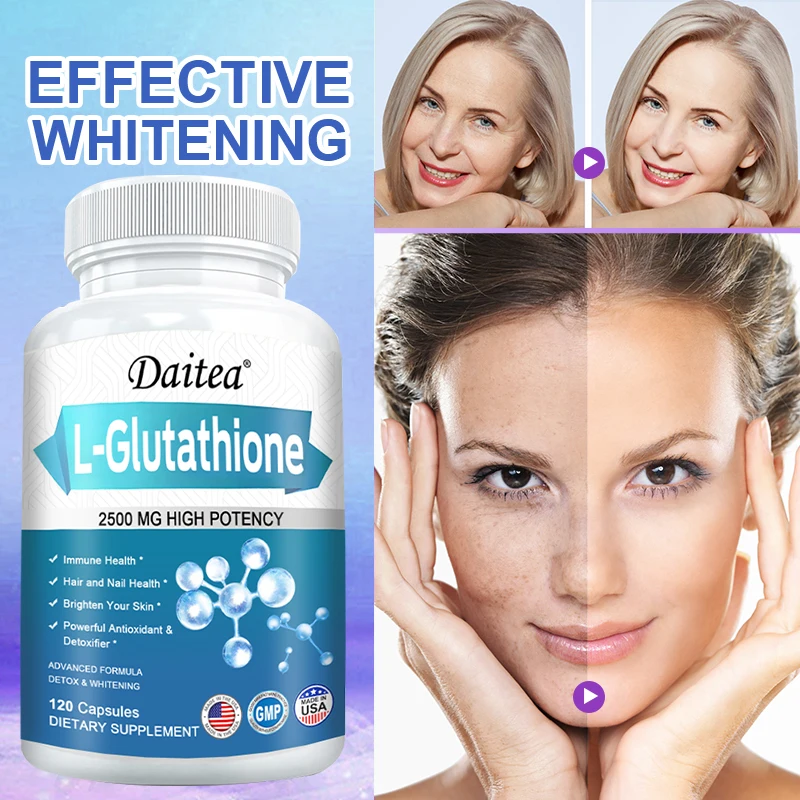 

Glutathione Whitening Supplement, Natural Anti-aging, Anti-wrinkle, Reduce Freckles and Dark Spots, Keep Hair and Nails Healthy