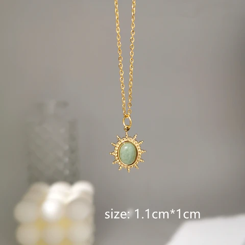 HANGZHI 2021 NOVO CULHO COREIRO Vintage Drop Star Redonda Urso Oval Colar Pingente Pingente Geométrico Color Jóias de Aço Titânio