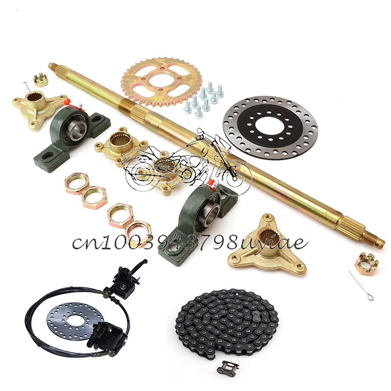 610mm M8*3 Wheel Hub Rear Axle Assy With 428# 37T Sprocket 160mm Disc Brake140L Chain Fit For DIY ATV Quad Buggy Bike Parts