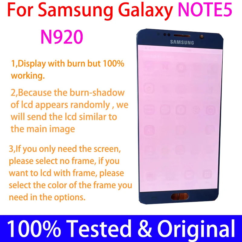 5.7''Original Note5 Amoled LCD For SAMSUNG Galaxy Note 5 N920 N920F N920A N920C Display Touch Screen Digitizer burn-in shadow |