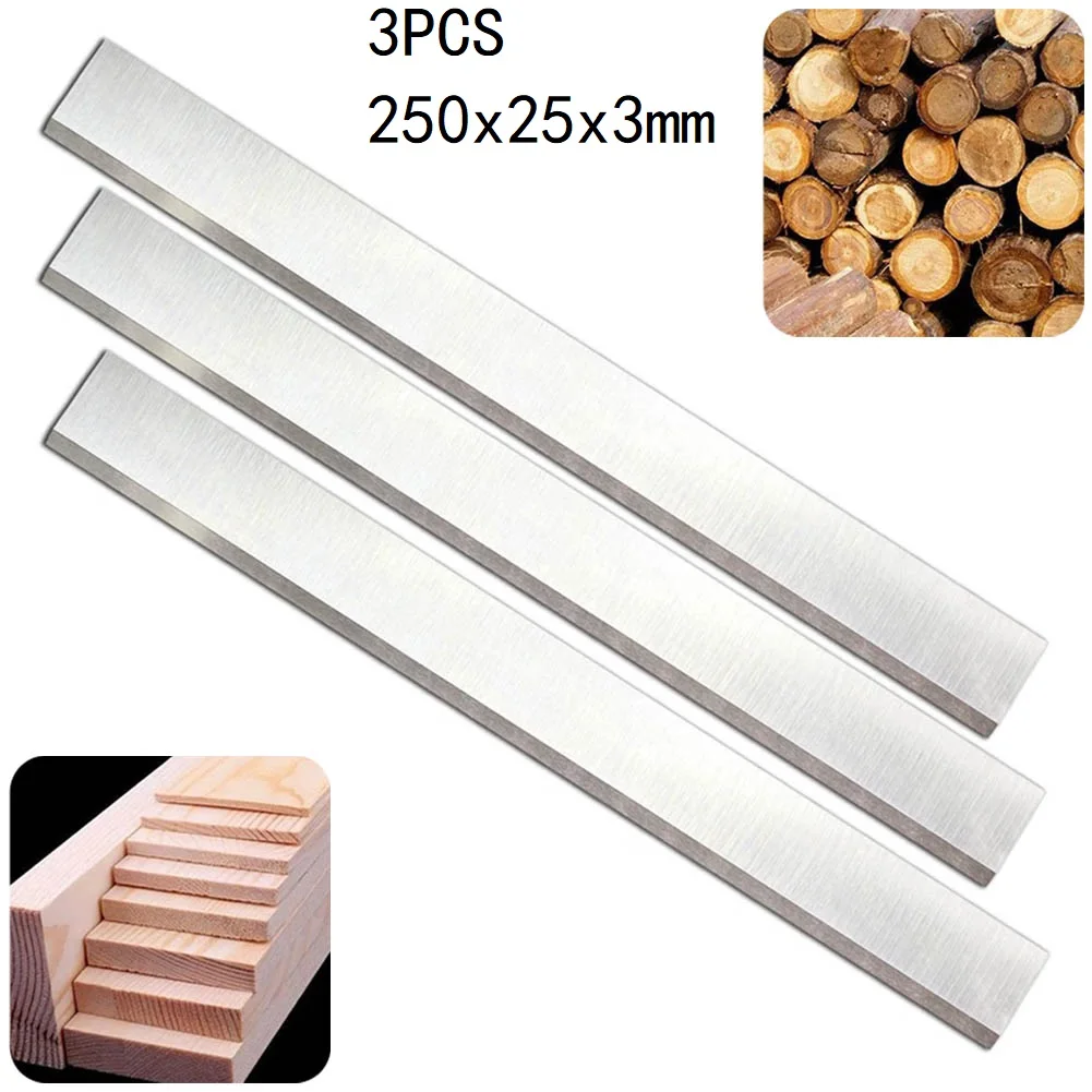 

3 Pcs Planer Blade 250x25x3mm Industrial Planer Jointer Blades For Trimming Carpentry Woodworking Tools Accessories