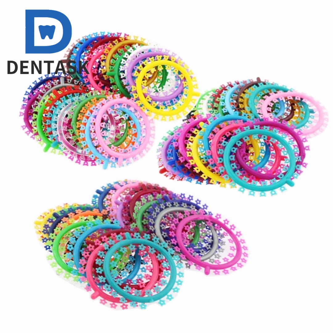 

25 Circle/Pack DENTASK Dental Orthodontic Cartoon Flower Cat Ligature Ties O-Ring Elastic Bands Braces For Ortodoncia Brackets