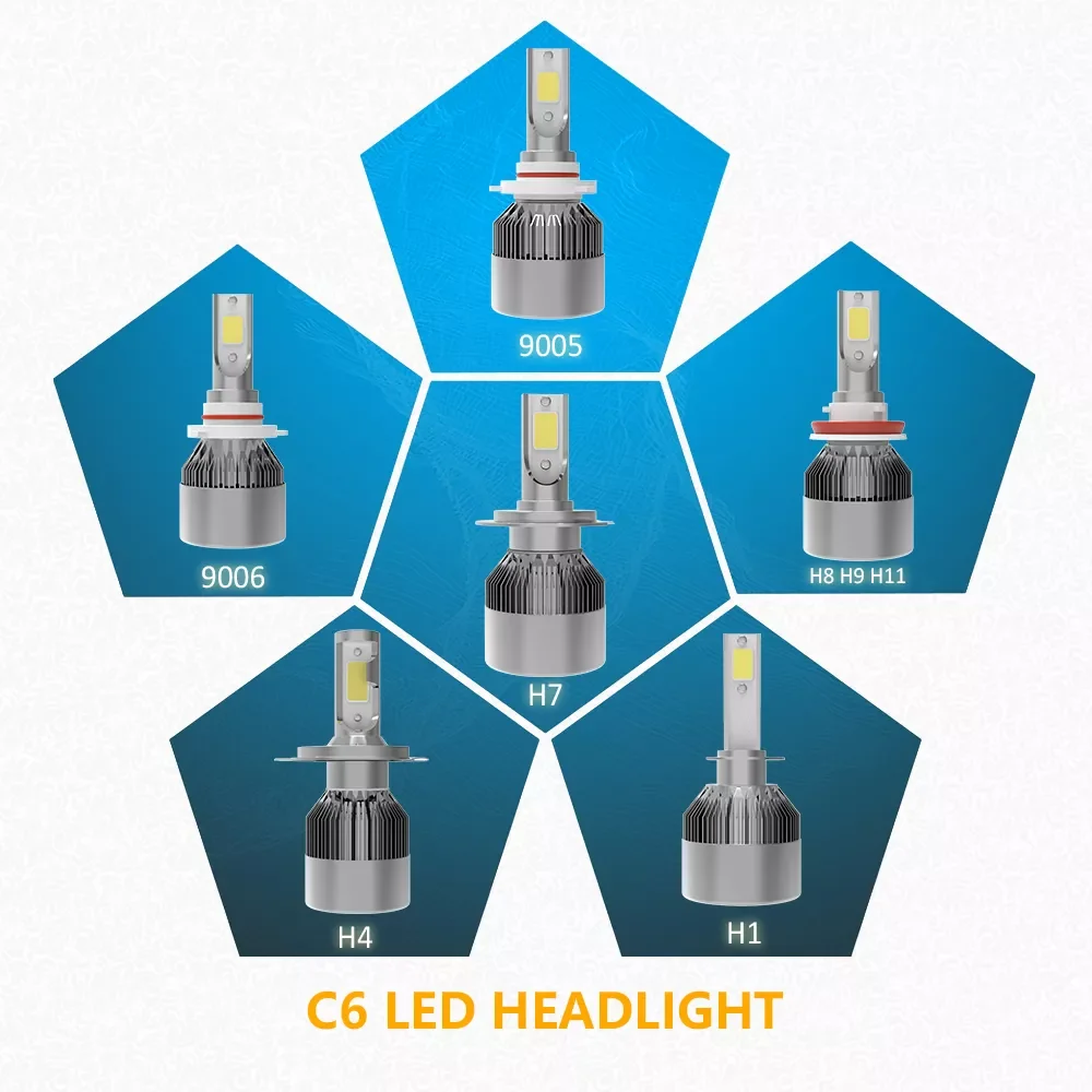 

2PCS/lot C6 led Car Headlight H7 LED H4 Bulb H1 H11 HB3 9005 HB4 9006 72W 4000lm 8000lm Auto Lamps Fog Lights 12V Cold White
