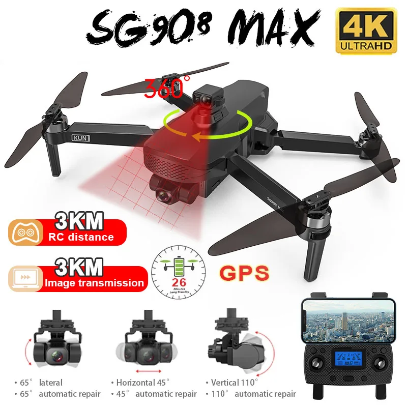

Квадрокоптер ZLL SG908 Pro/SG 908 Max с GPS, 3-осевой, Wi-Fi 2,4 ГГц
