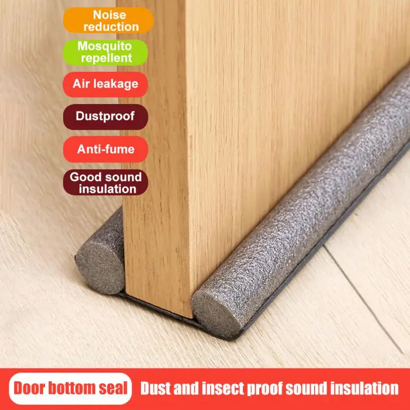 

1pc Waterproof Door Bottoom Seal Strip Draught Excluder Stopper Guard Double 95*10cm Silicone Rubber Foam Sound Insulation Strip