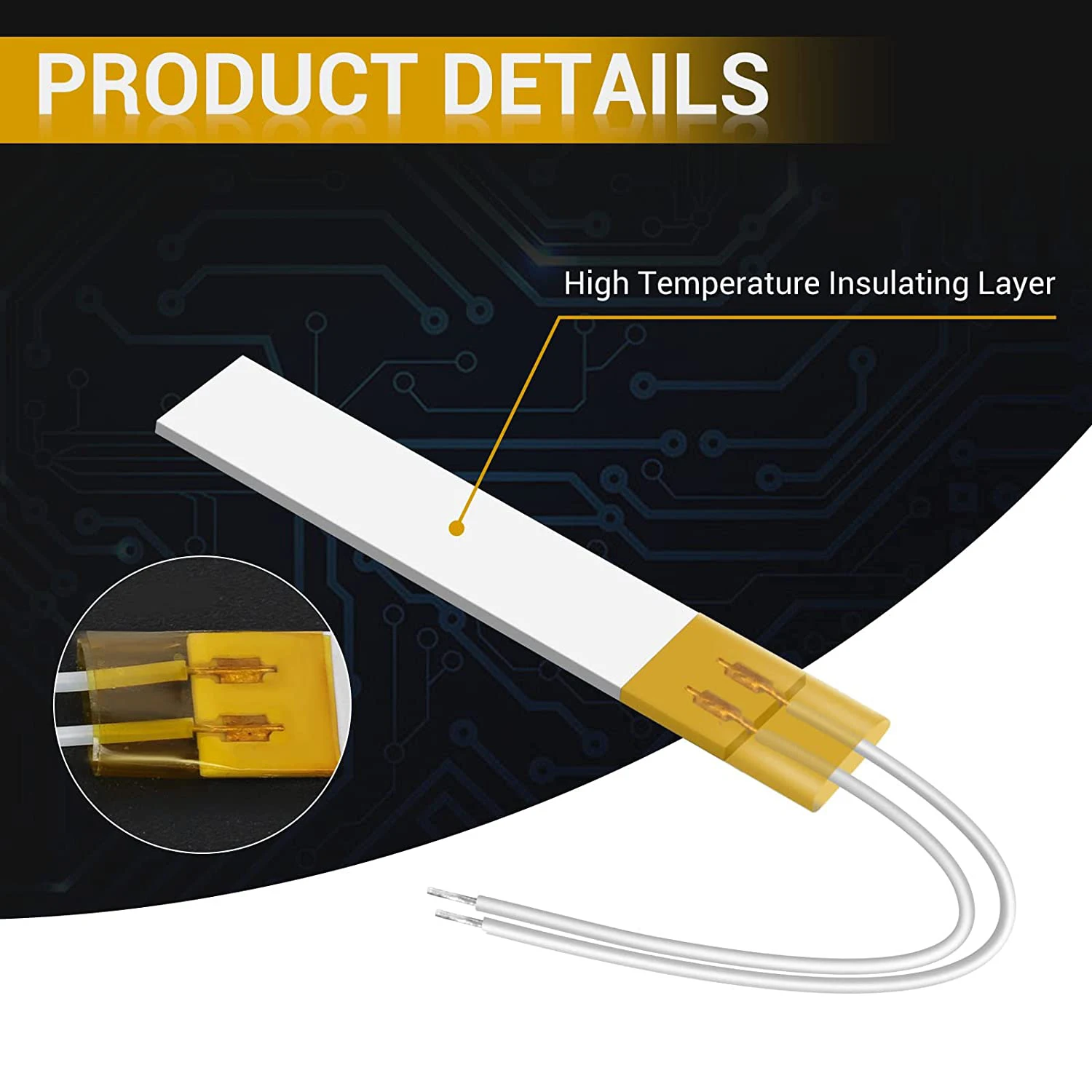 12V/24V/36V Heating Film Plate Ceramic Thermostat Heater Pad 200℃-300℃ High-temperature HTCC Heating Plate Element Customerized