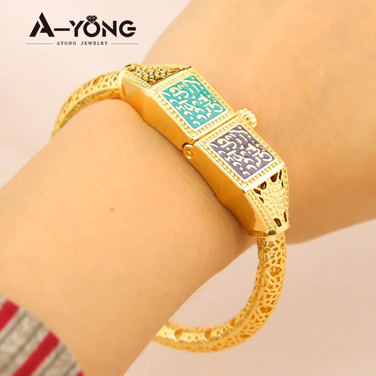 Браслеты-манжеты цвета Саудовского золота для женщин позолоченные 21 карат панк