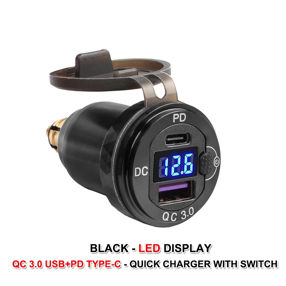 

QC3.0 USB PD Type C Мотоциклетное зарядное устройство Адаптер питания с переключателем Hella DIN Разъем для BMW R1300GS ADV R12 R1200GS R1250GS F800ST