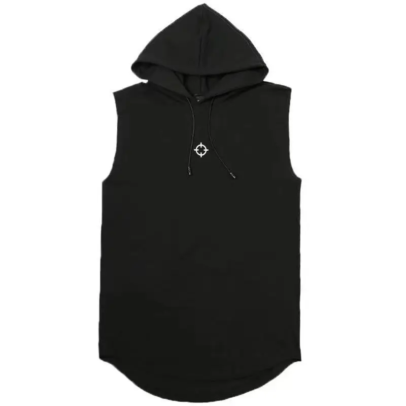 Summer New Style Men'S Muscle Hoodie Vest Sleeveless Bodybuilding Gym Exercise High Quality Vest Hip-Hop Sweatshirt Men'S Hooded