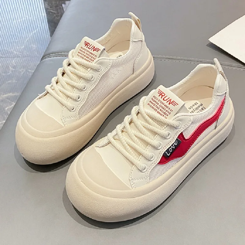 Attractive Round Toe Mesh Sneakers Girls Casual Thick Bottom Skateboard Shoes School Student Vulcan Trainers Womens Stylish Shoe