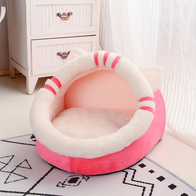 

Cute Cat Cave Bed Winter Warm Pet Basket Kitten Kennel Soft Small Dog Mat Cushion Washable Beds For Cats Dogs Pet Supplies