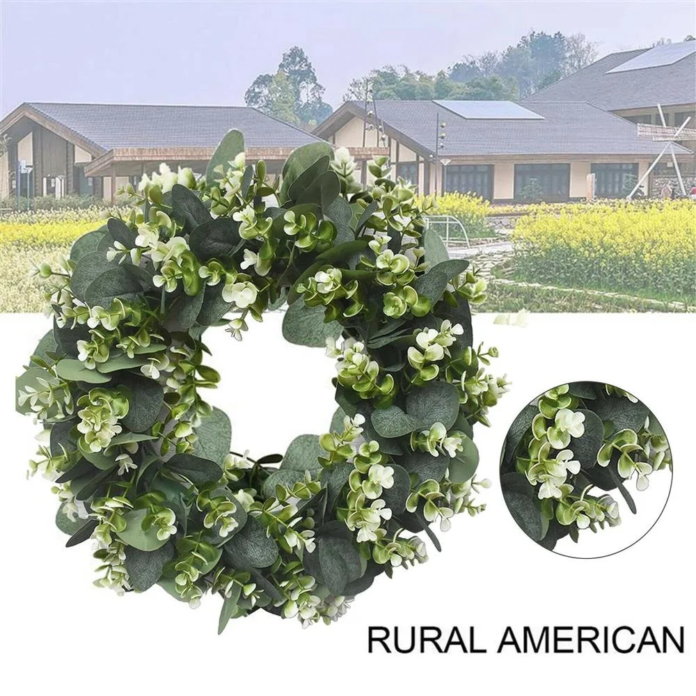 

Large White Simulation Garland Door Decoration Eucalyptus Garland Grass Ring Idyllic American Wedding Pendant Door Ring