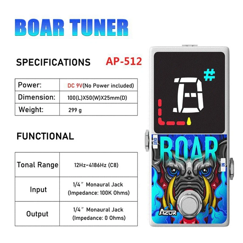 AZOR 1 шт. AP-512 12 серии зодиака кабан тюнер гитарный Педальный для создания эффектов