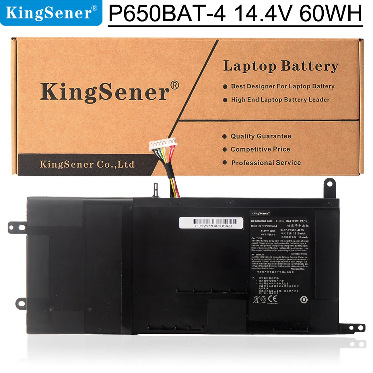 KingSener New P650BAT-4 Laptop Battery For Clevo P650 P651 P655 P671 RA P670-RG SAGER NP8650 NP8651 NP8652 6-87-P650S-4U311 60Wh